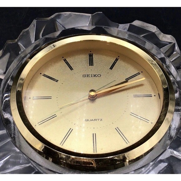 Seiko Quartz Lead Crystal Mantle Desk Clock Untested - Picture 5 of 6